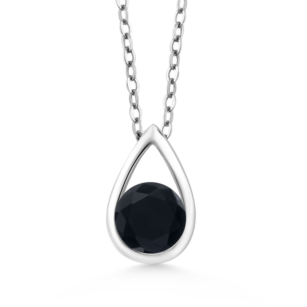 Gem Stone King Teardrop Pendant Necklace For Women | 5MM Round Gemstone Birthstone | 925 Sterling Silver | With 18 Inch Silver Chain | Fine Jewelry Gift for Her Mom Women Wife