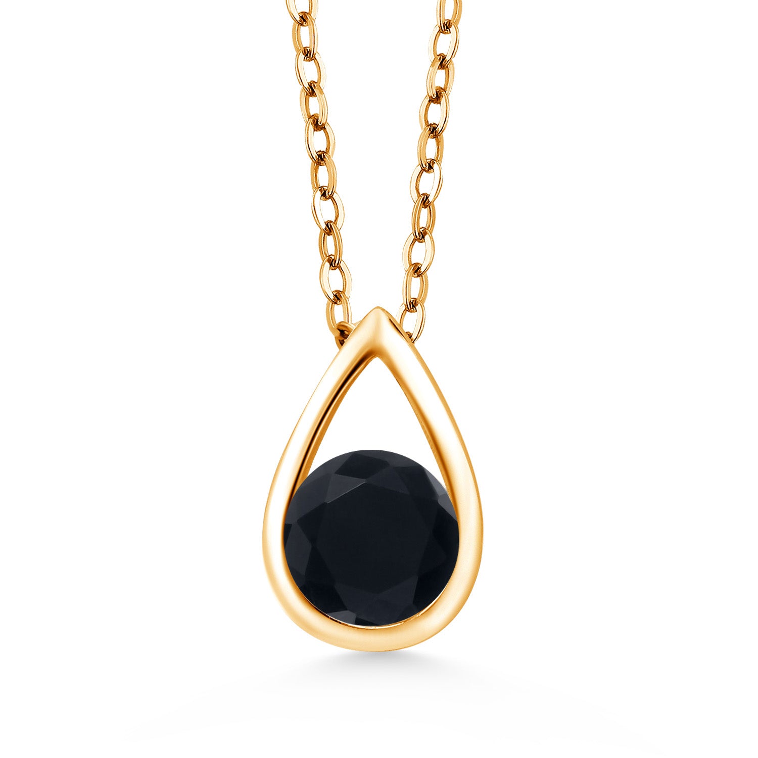 Black Onyx - December_Pendant in 925 Yellow Gold Plated Silver