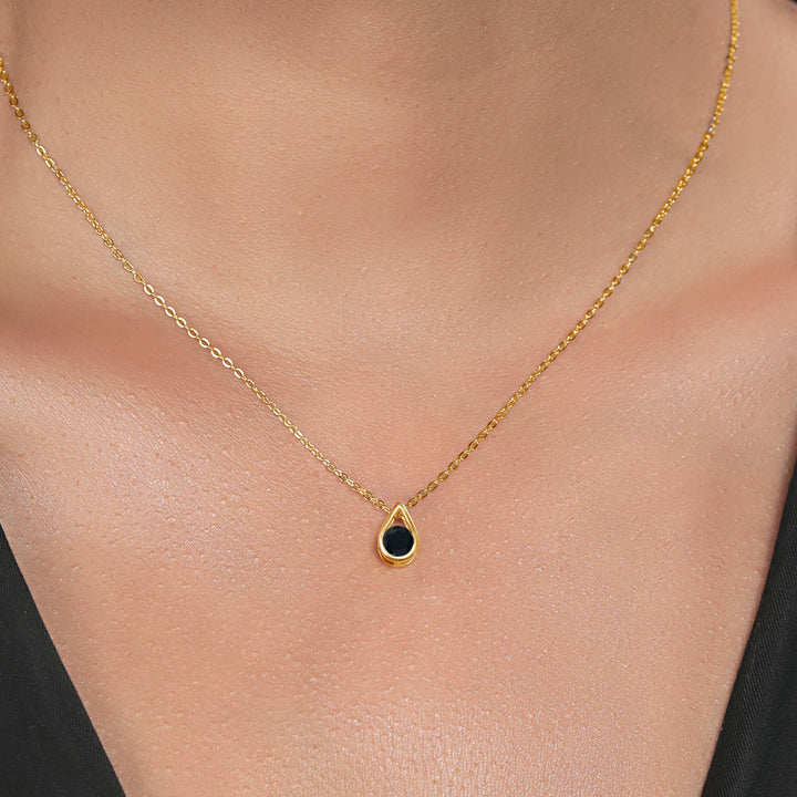 Black Onyx - December_Pendant in 925 Yellow Gold Plated Silver