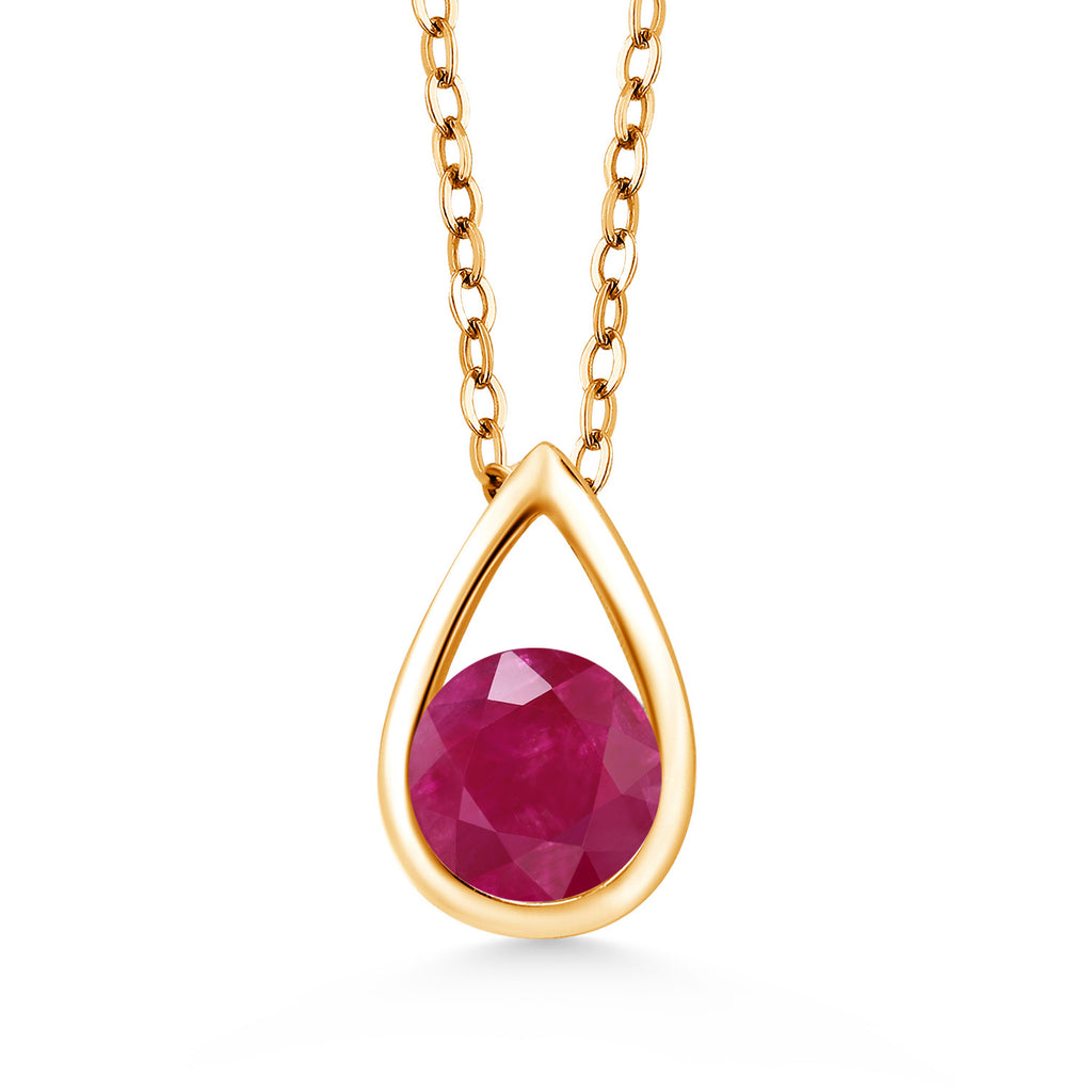 Ruby - July_Pendant in 925 Yellow Gold Plated Silver