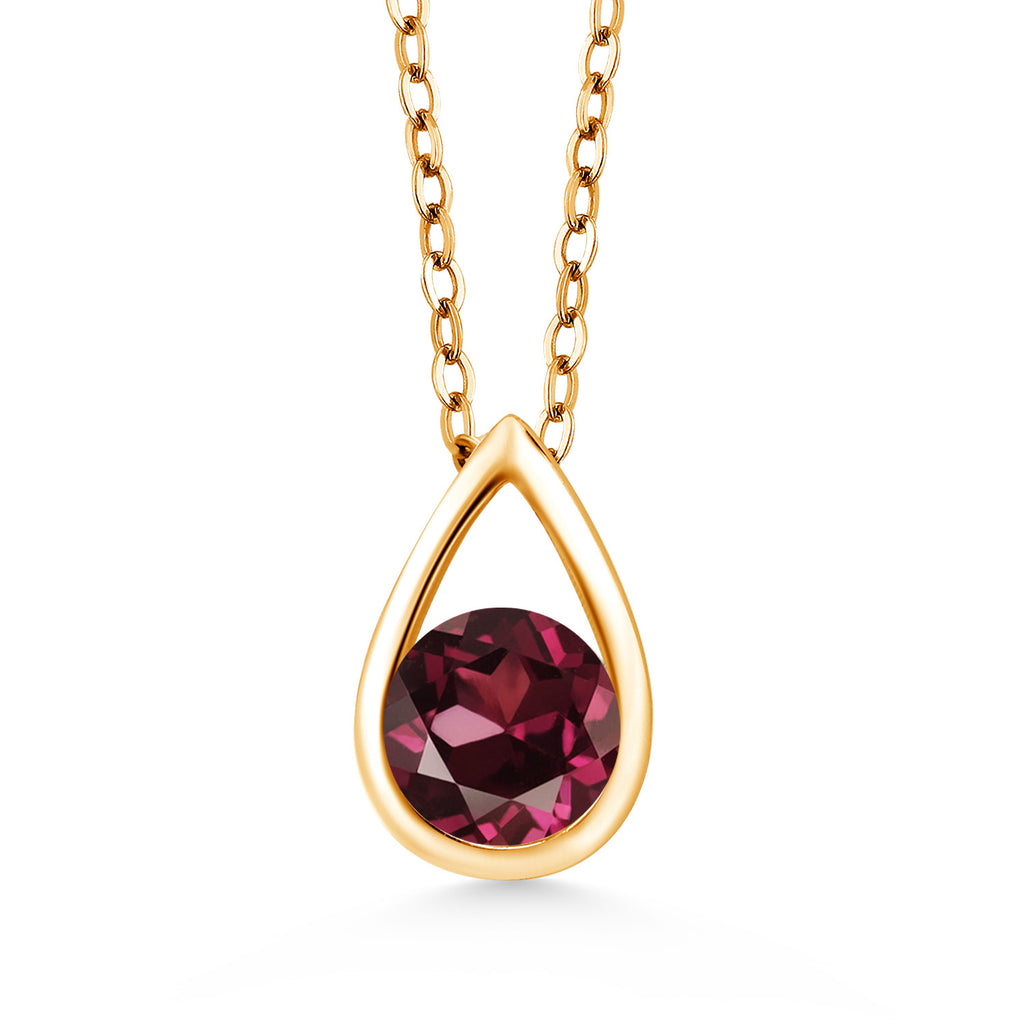 Rhodolite Garnet_Pendant in 925 Yellow Gold Plated Silver