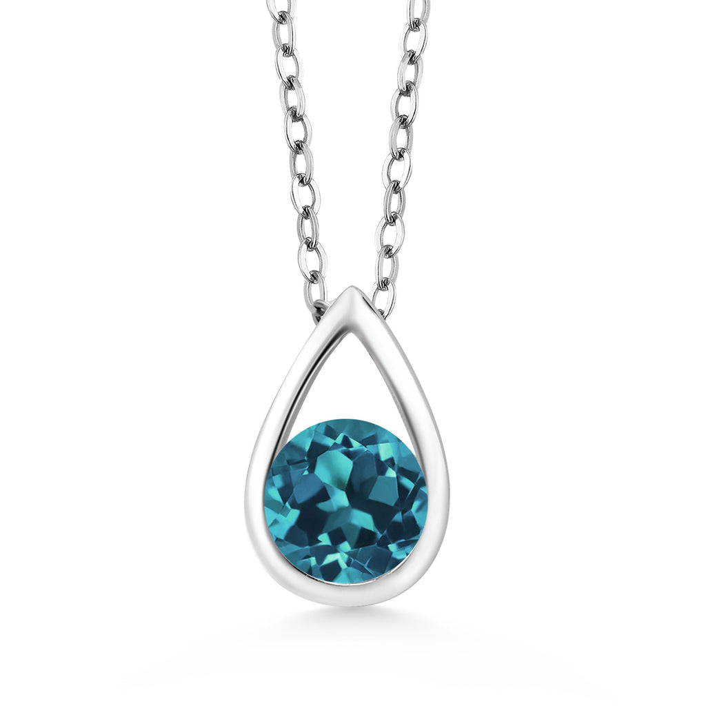 London Blue Topaz - November_Pendant in 925 Sterling Silver