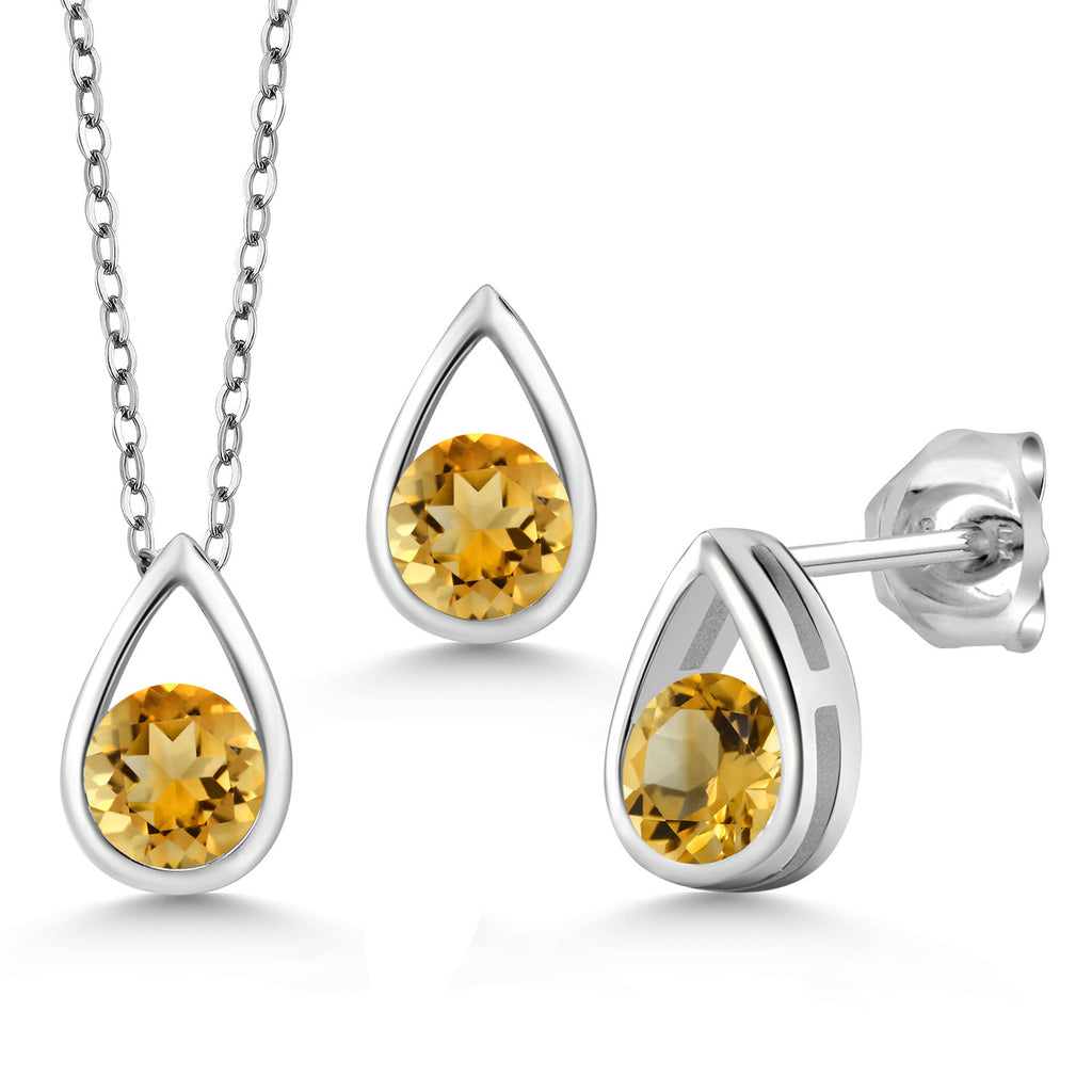 Citrine - November_Pendant Earrings Set in 925 Sterling Silver