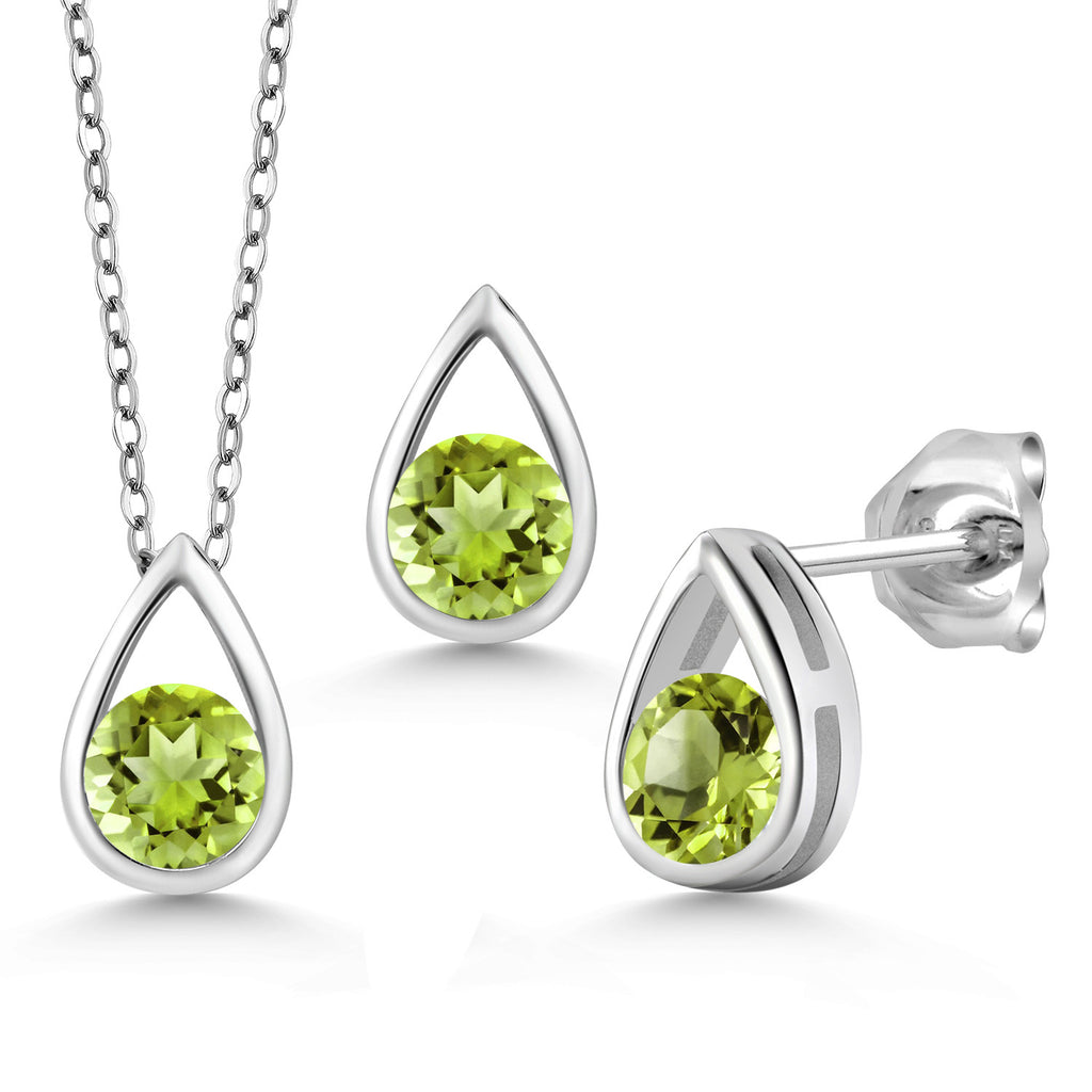 Peridot - August_Pendant Earrings Set in 925 Sterling Silver