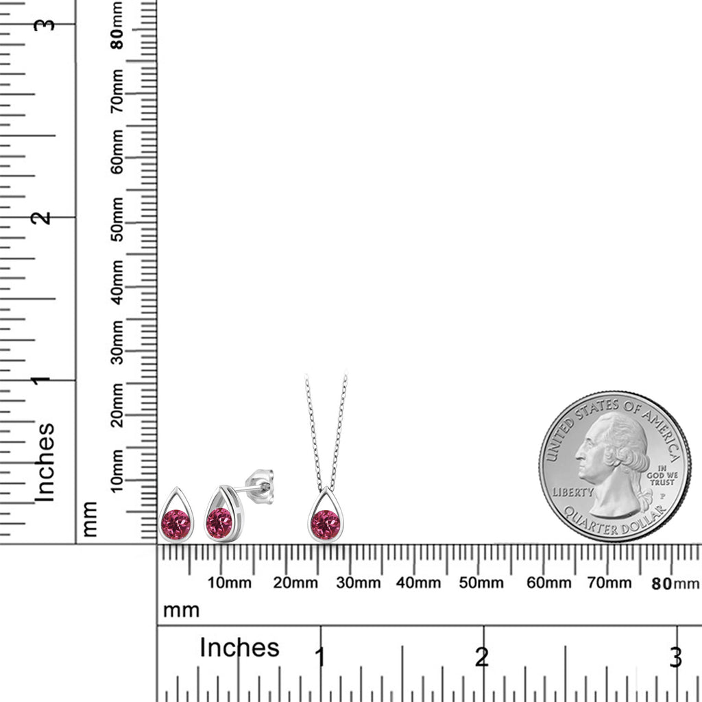 Pink Tourmaline - October_Pendant Earrings Set in 925 Sterling Silver