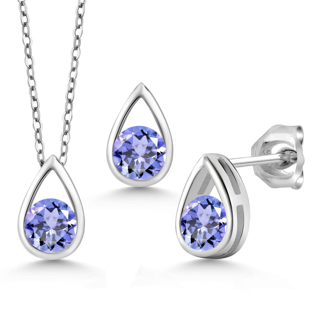 Tanzanite - December_Pendant Earrings Set in 925 Sterling Silver