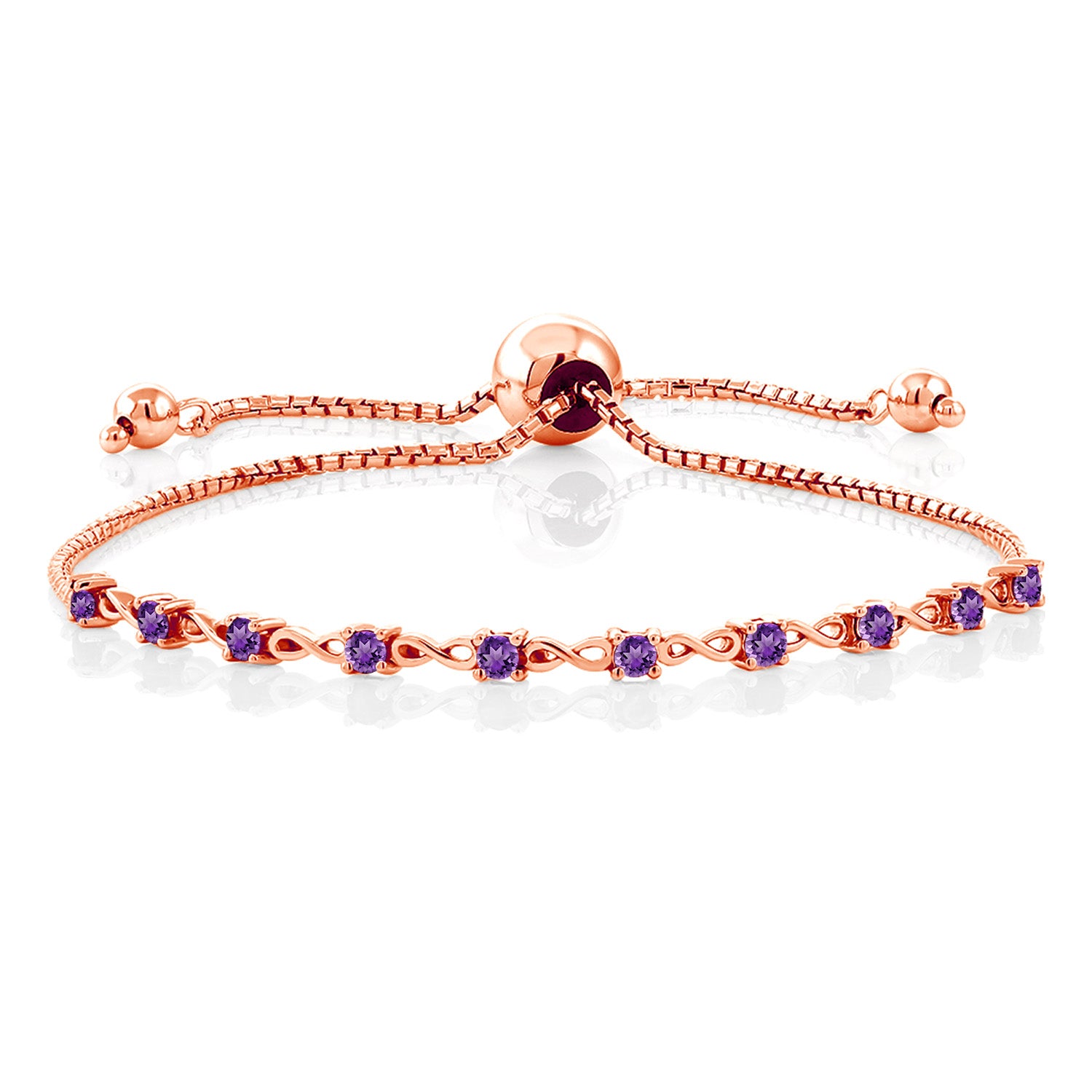 Amethyst - February_Bracelet in 925 Rose Gold Plated Silver