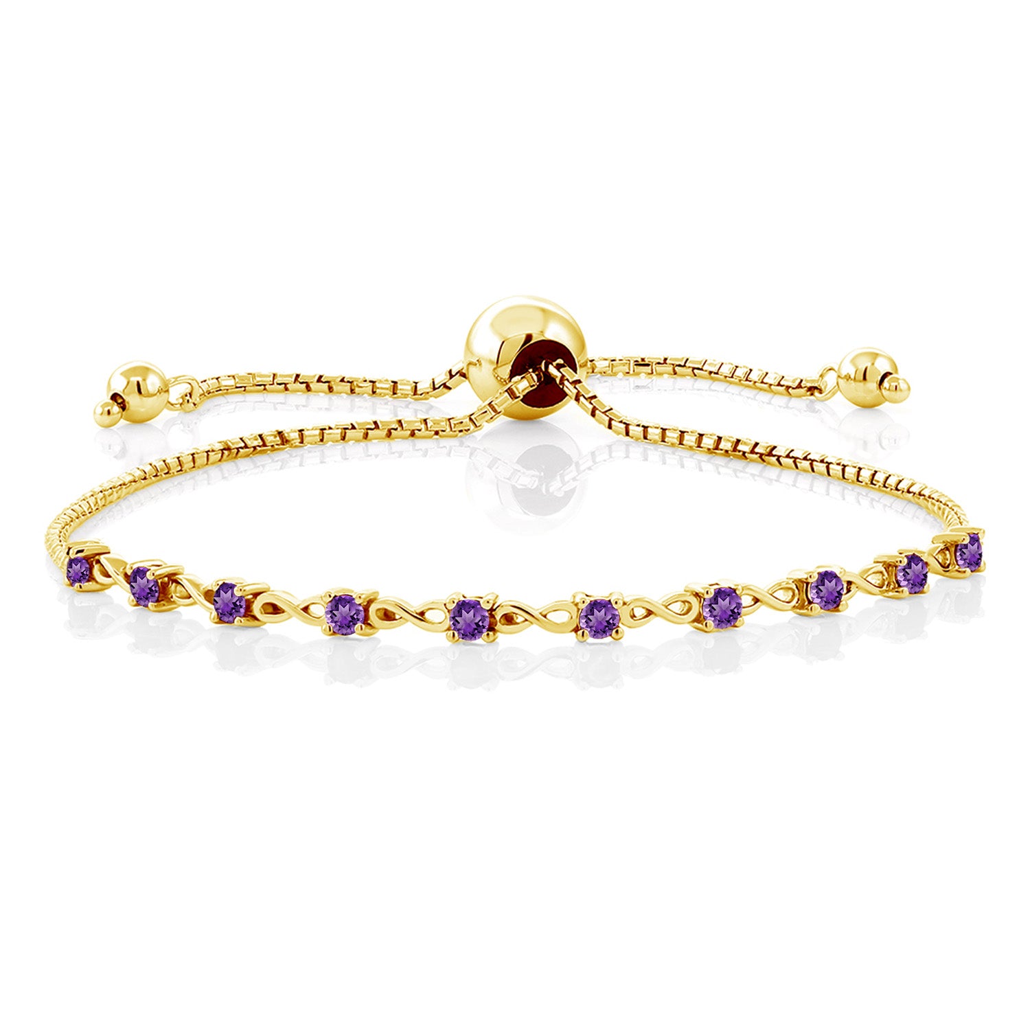 Amethyst - February_Bracelet in 925 Yellow Gold Plated Silver