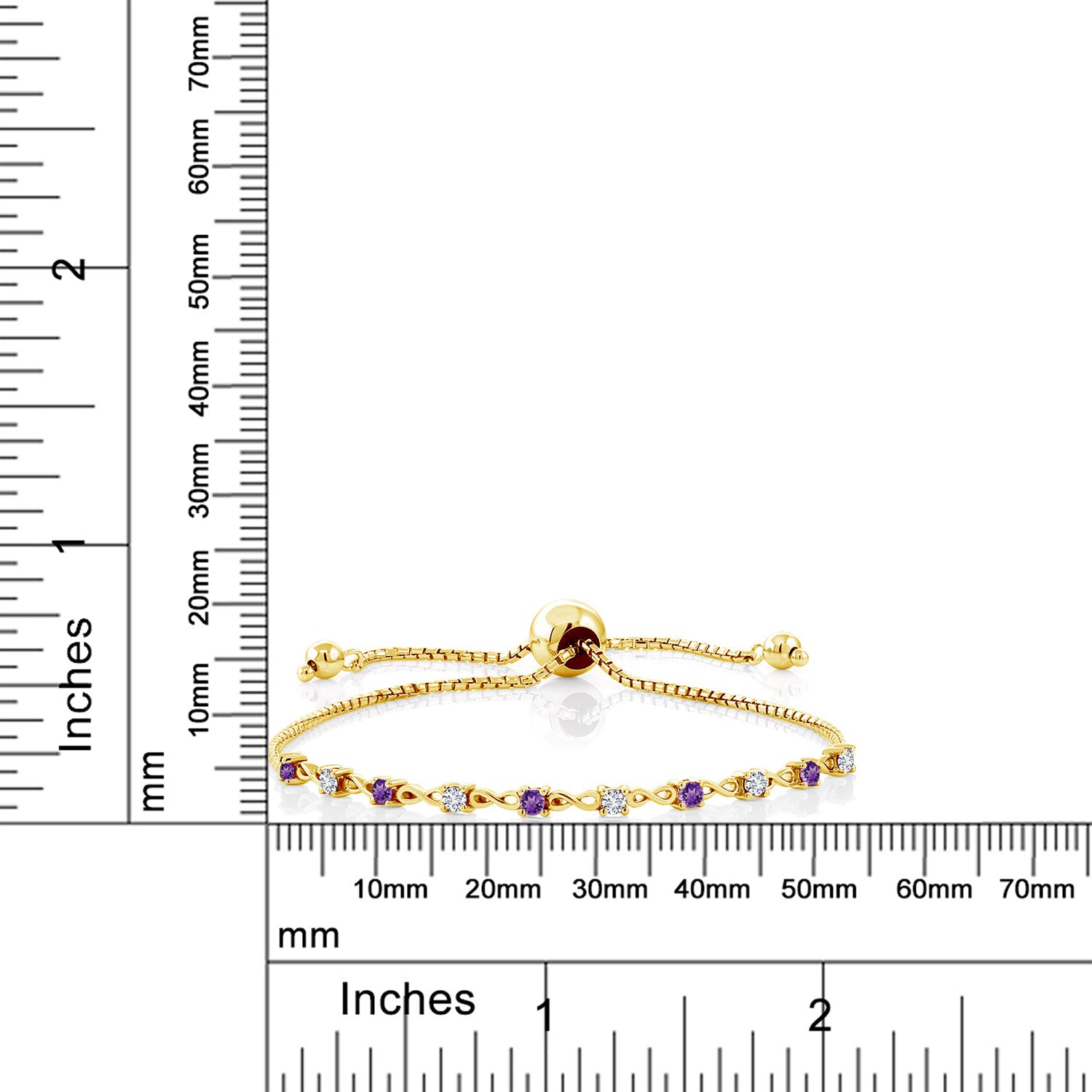Amethyst - February_Bracelet in 925 Yellow Gold Plated Silver