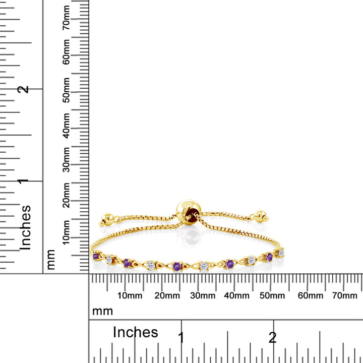 Amethyst - February_Bracelet in 925 Yellow Gold Plated Silver