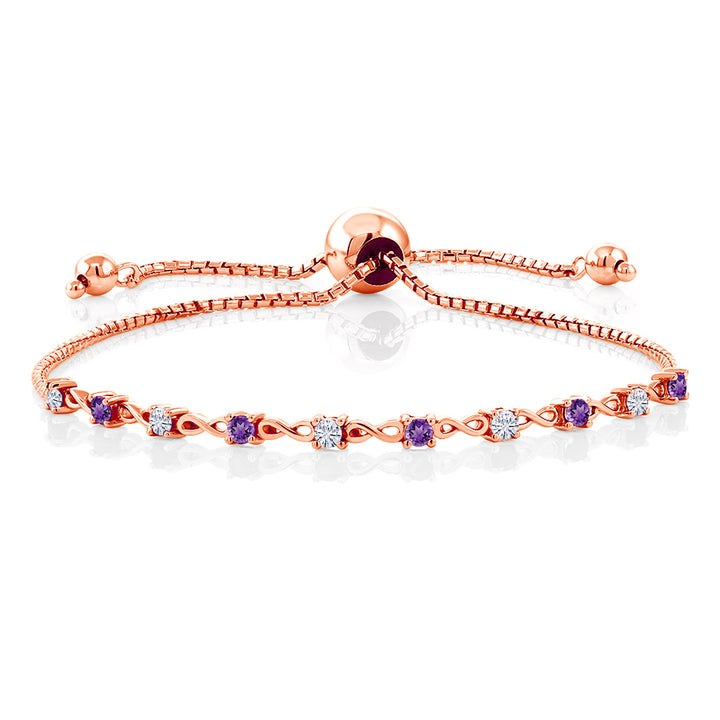 White Moissanite - April_Bracelet in 925 Rose Gold Plated Silver