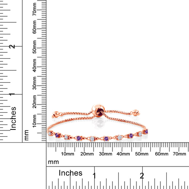 White Moissanite - April_Bracelet in 925 Rose Gold Plated Silver