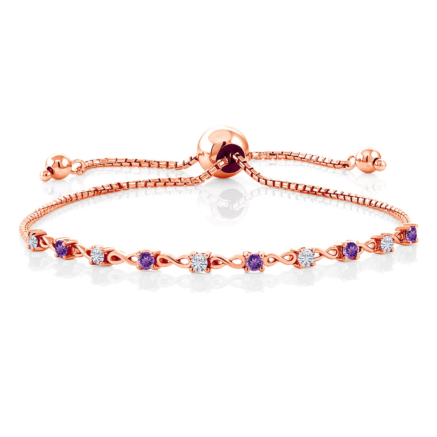 Amethyst - February_Bracelet in 925 Rose Gold Plated Silver