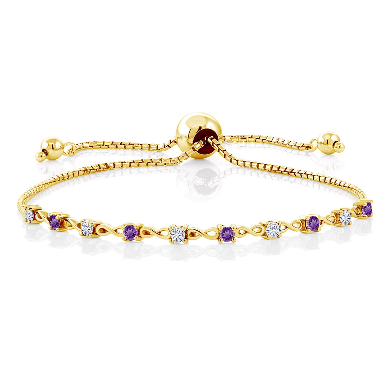 White Moissanite - April_Bracelet in 925 Yellow Gold Plated Silver