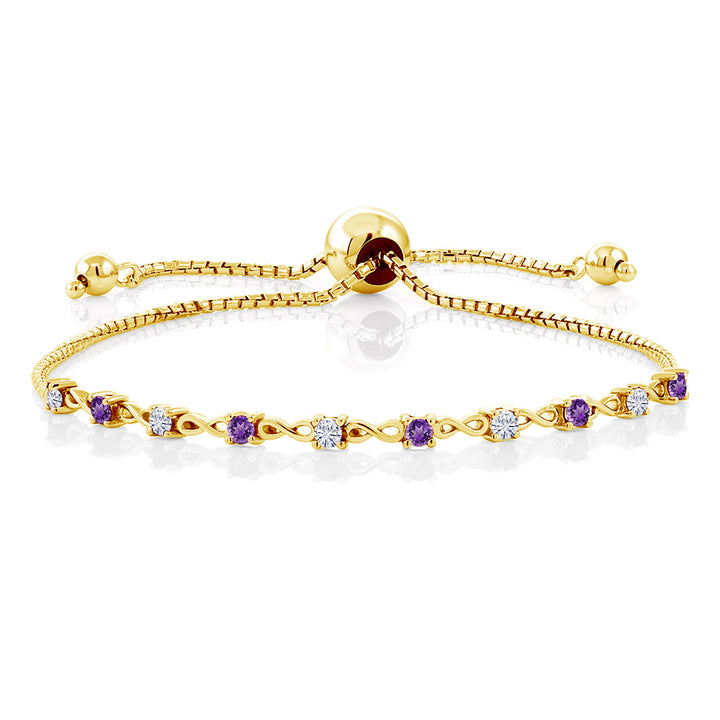 White Moissanite - April_Bracelet in 925 Yellow Gold Plated Silver