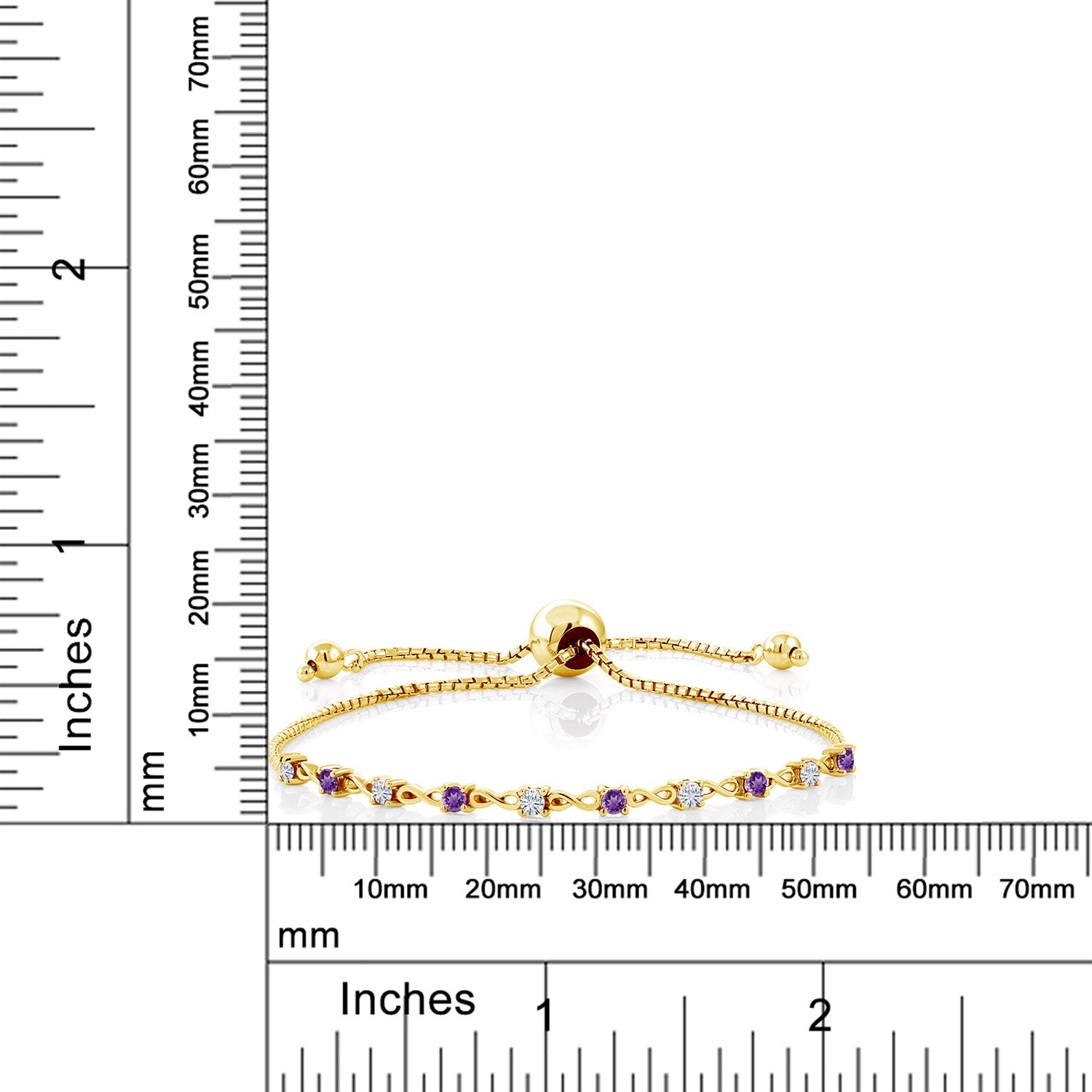 White Moissanite - April_Bracelet in 925 Yellow Gold Plated Silver