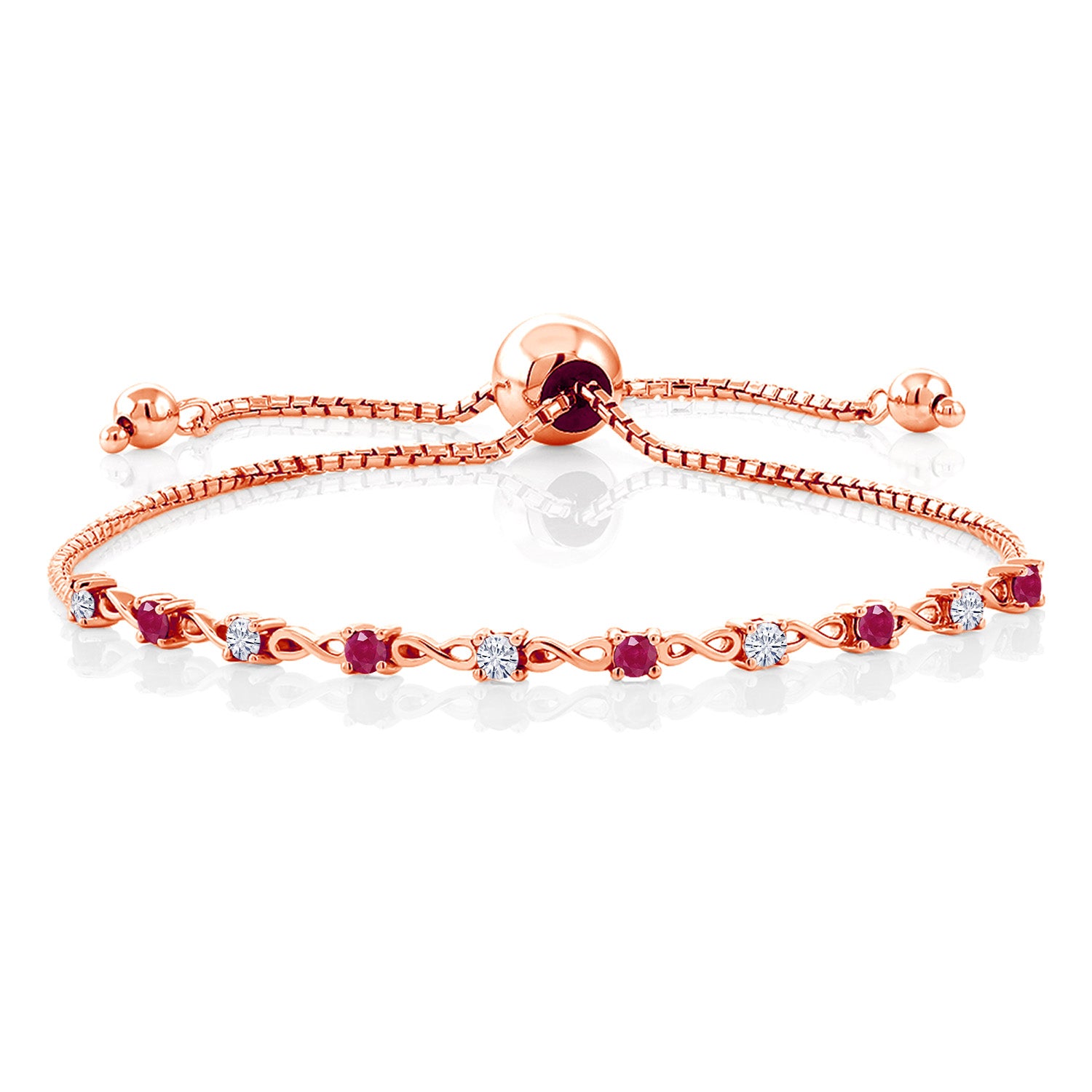 Ruby - July_Bracelet in 925 Rose Gold Plated Silver