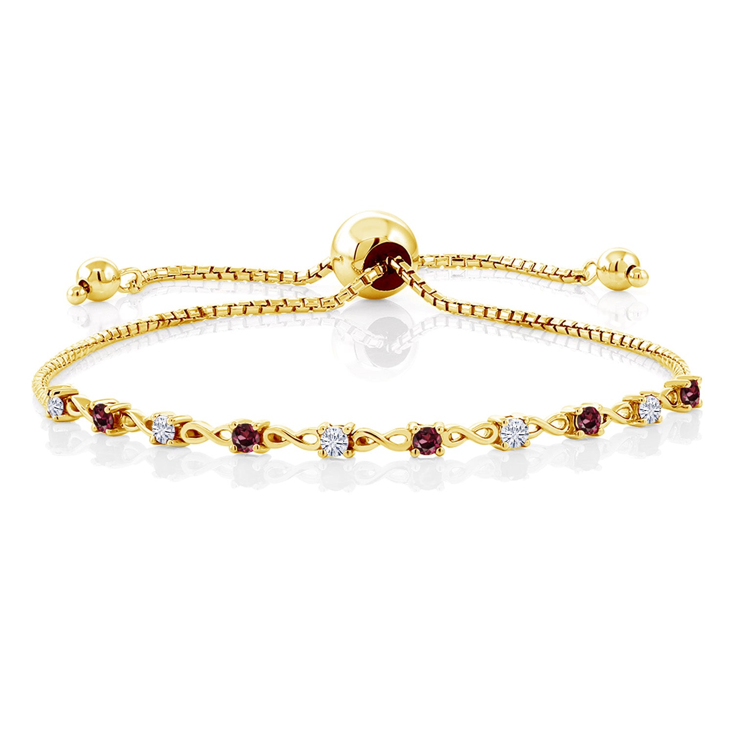 Rhodolite Garnet_Bracelet in 925 Yellow Gold Plated Silver