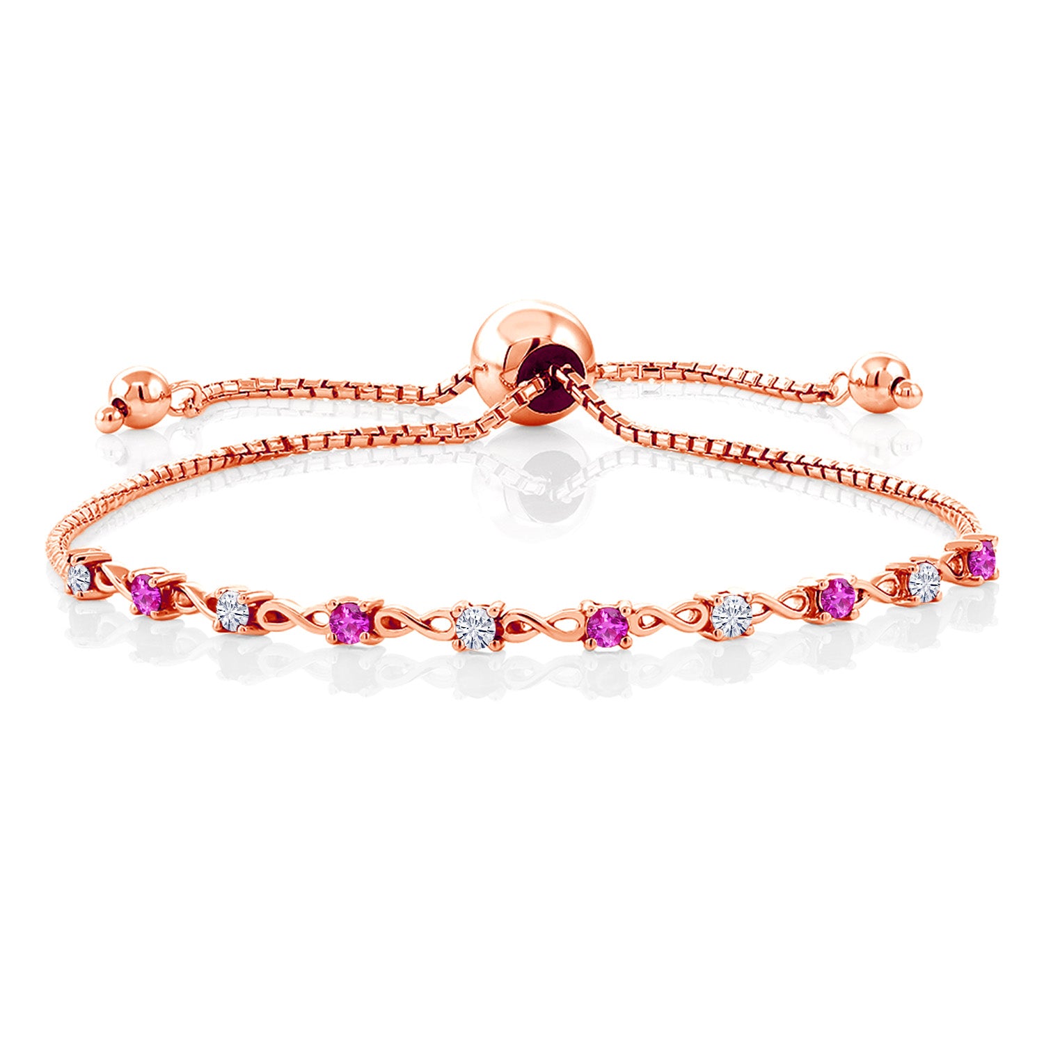 Pink Sapphire - September_Bracelet in 925 Rose Gold Plated Silver
