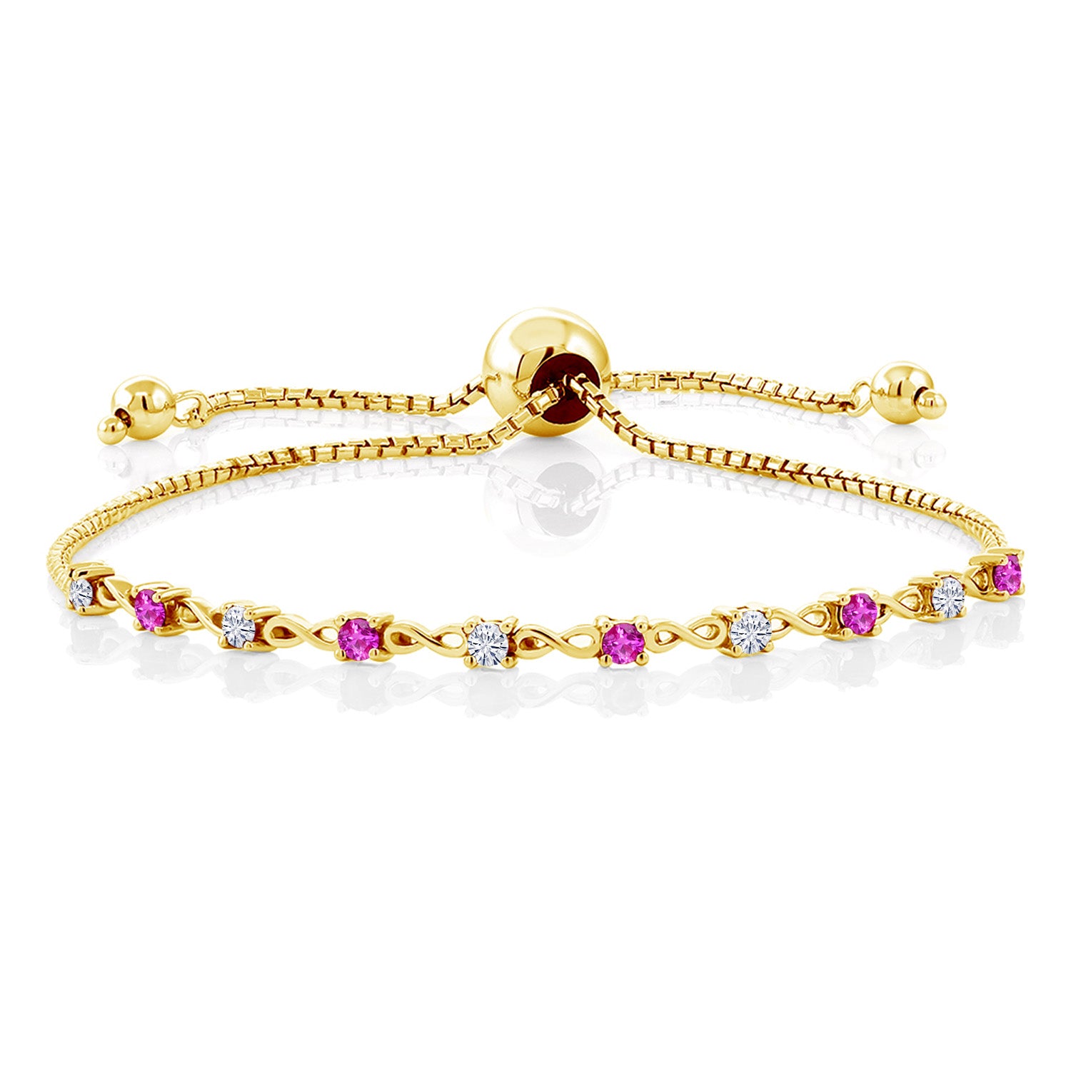 Pink Sapphire - September_Bracelet in 925 Yellow Gold Plated Silver