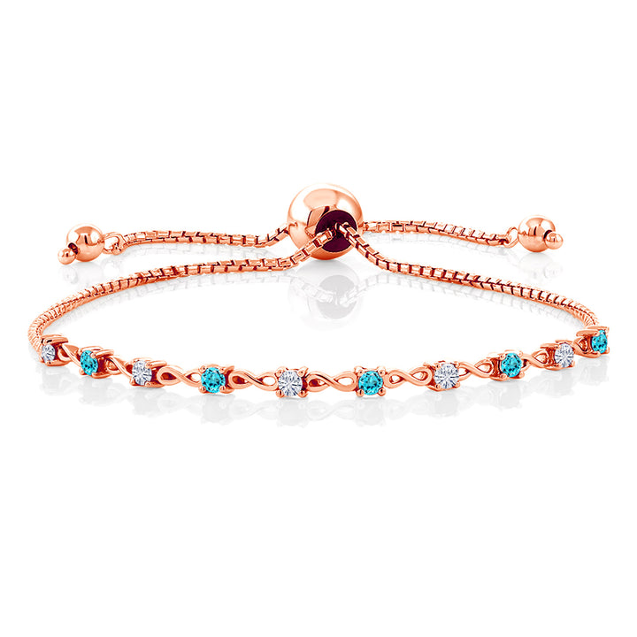 Swiss Blue Topaz - November_Bracelet in 925 Rose Gold Plated Silver