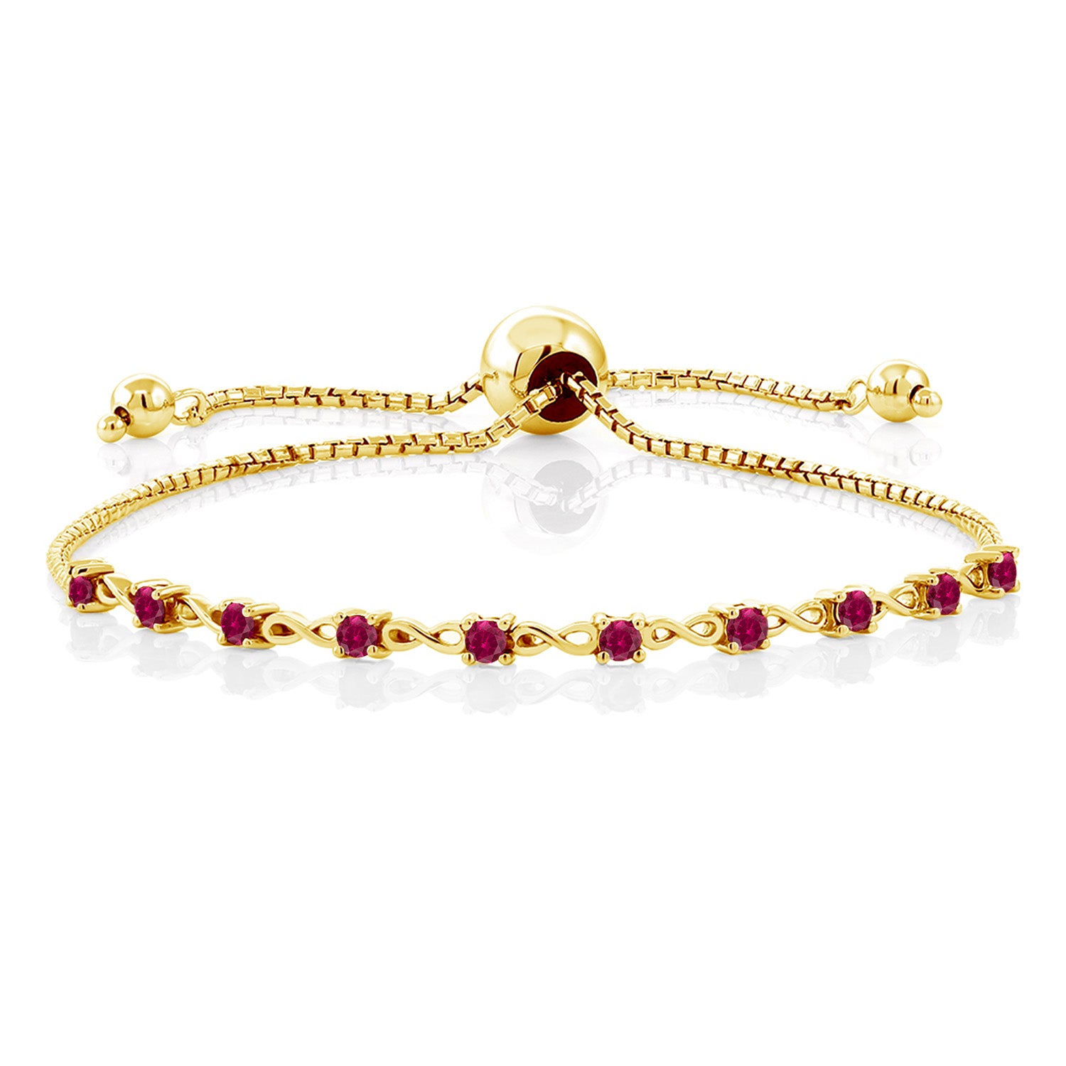 Created Ruby - July_Bracelet in 925 Yellow Gold Plated Silver