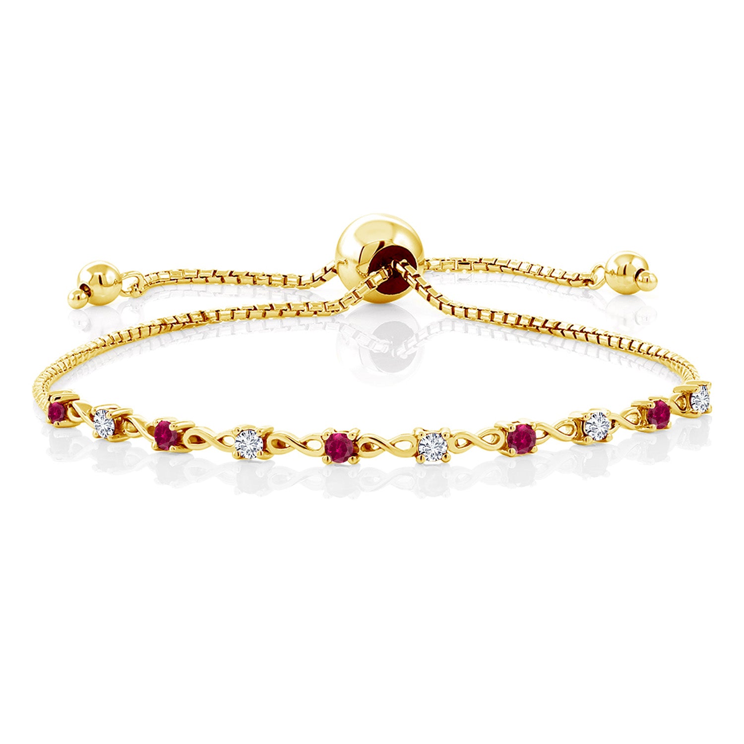 Created Ruby - July_Bracelet in 925 Yellow Gold Plated Silver