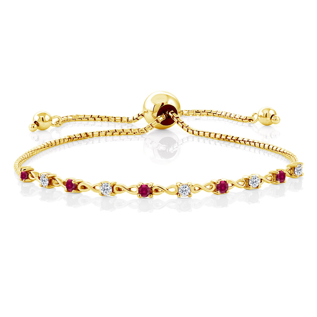 Created Ruby - July_Bracelet in 925 Yellow Gold Plated Silver
