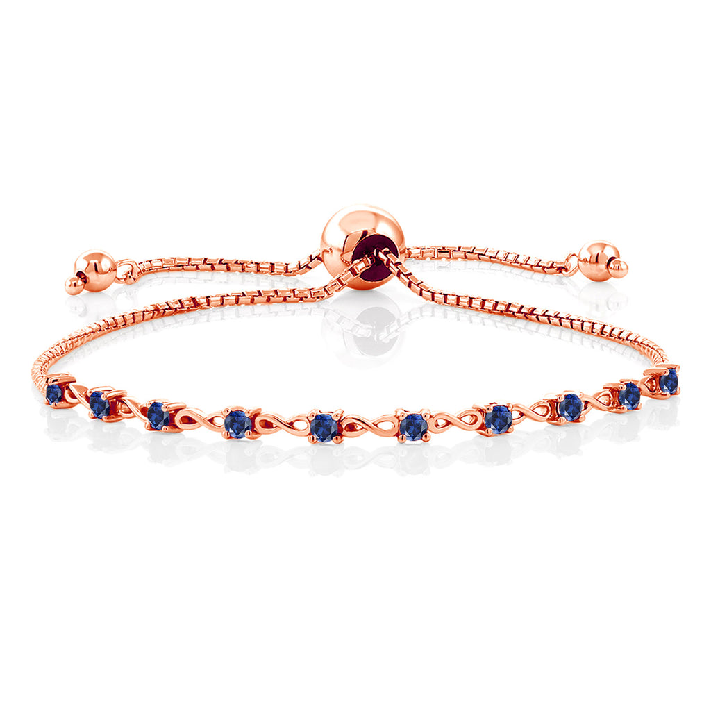 Blue Created Sapphire - September_Bracelet in 925 Rose Gold Plated Silver