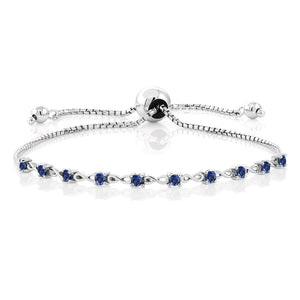 Blue Created Sapphire - September_Bracelet in 925 Sterling Silver