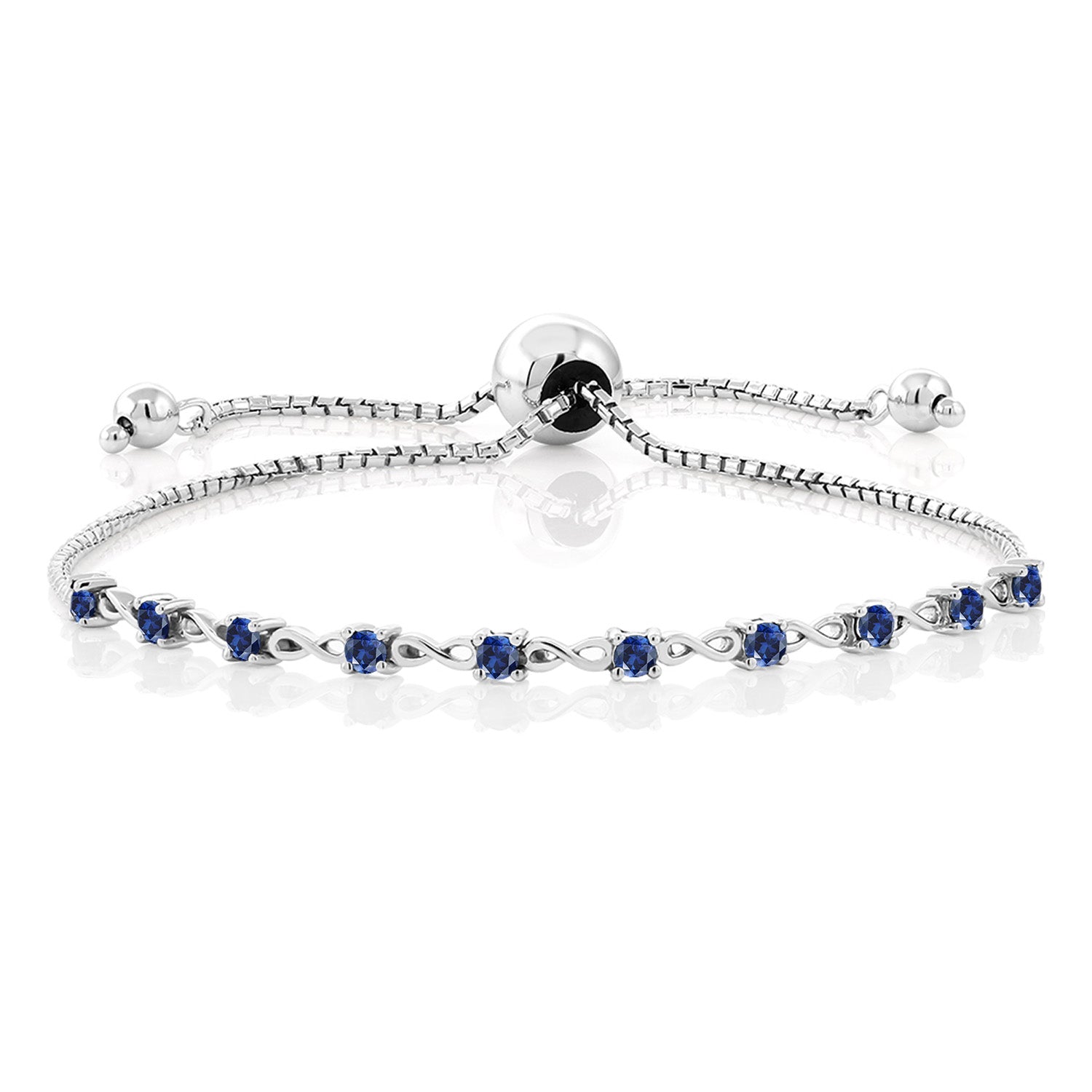 Blue Created Sapphire - September_Bracelet in 925 Sterling Silver