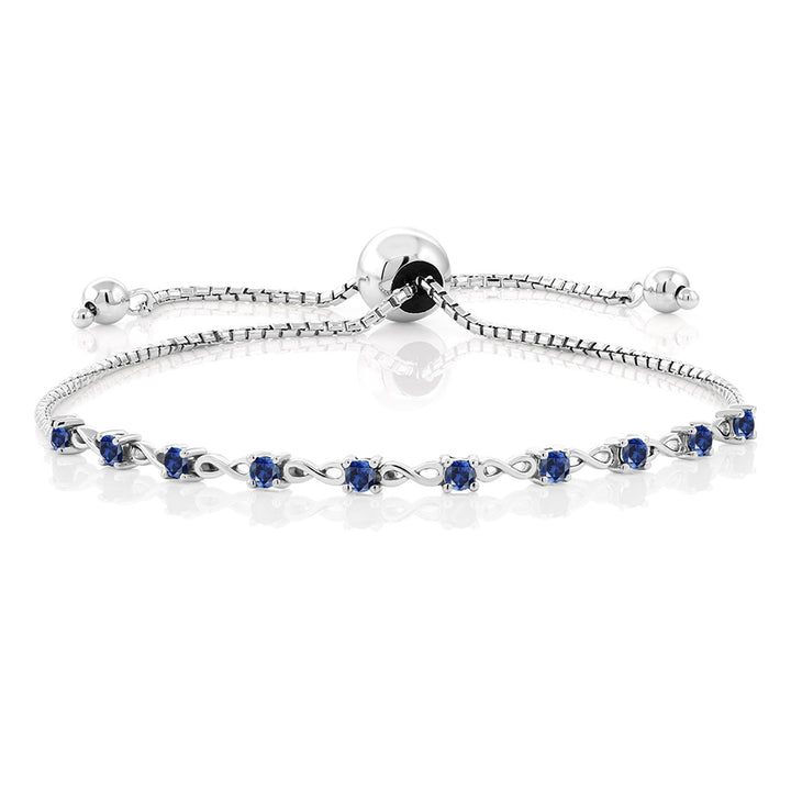 Blue Created Sapphire - September_Bracelet in 925 Sterling Silver