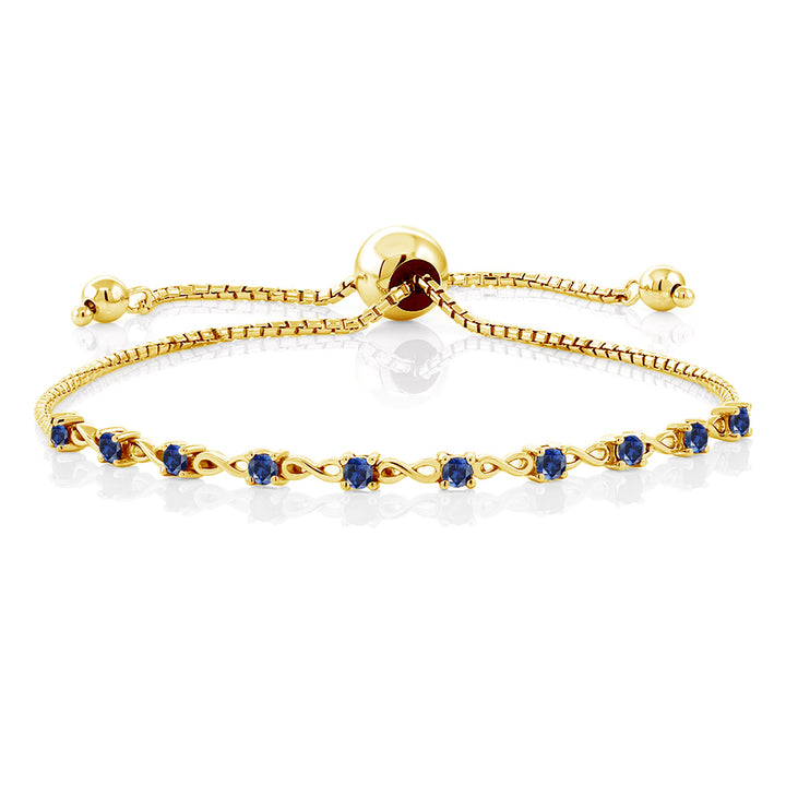 Blue Created Sapphire - September_Bracelet in 925 Yellow Gold Plated Silver