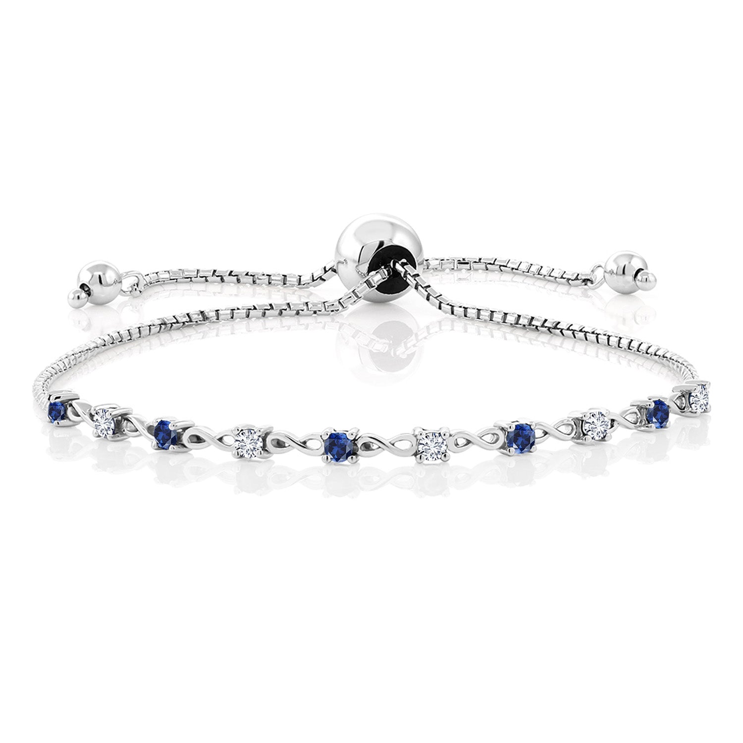 Blue Created Sapphire - September_Bracelet in 925 Sterling Silver