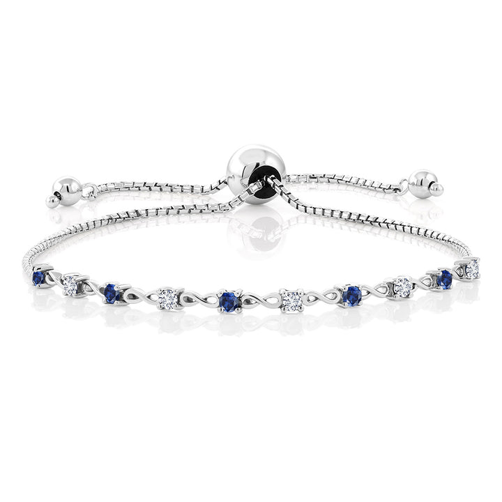 Blue Created Sapphire - September_Bracelet in 925 Sterling Silver