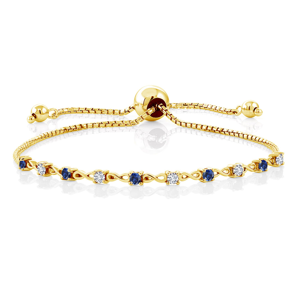 Blue Created Sapphire - September_Bracelet in 925 Yellow Gold Plated Silver