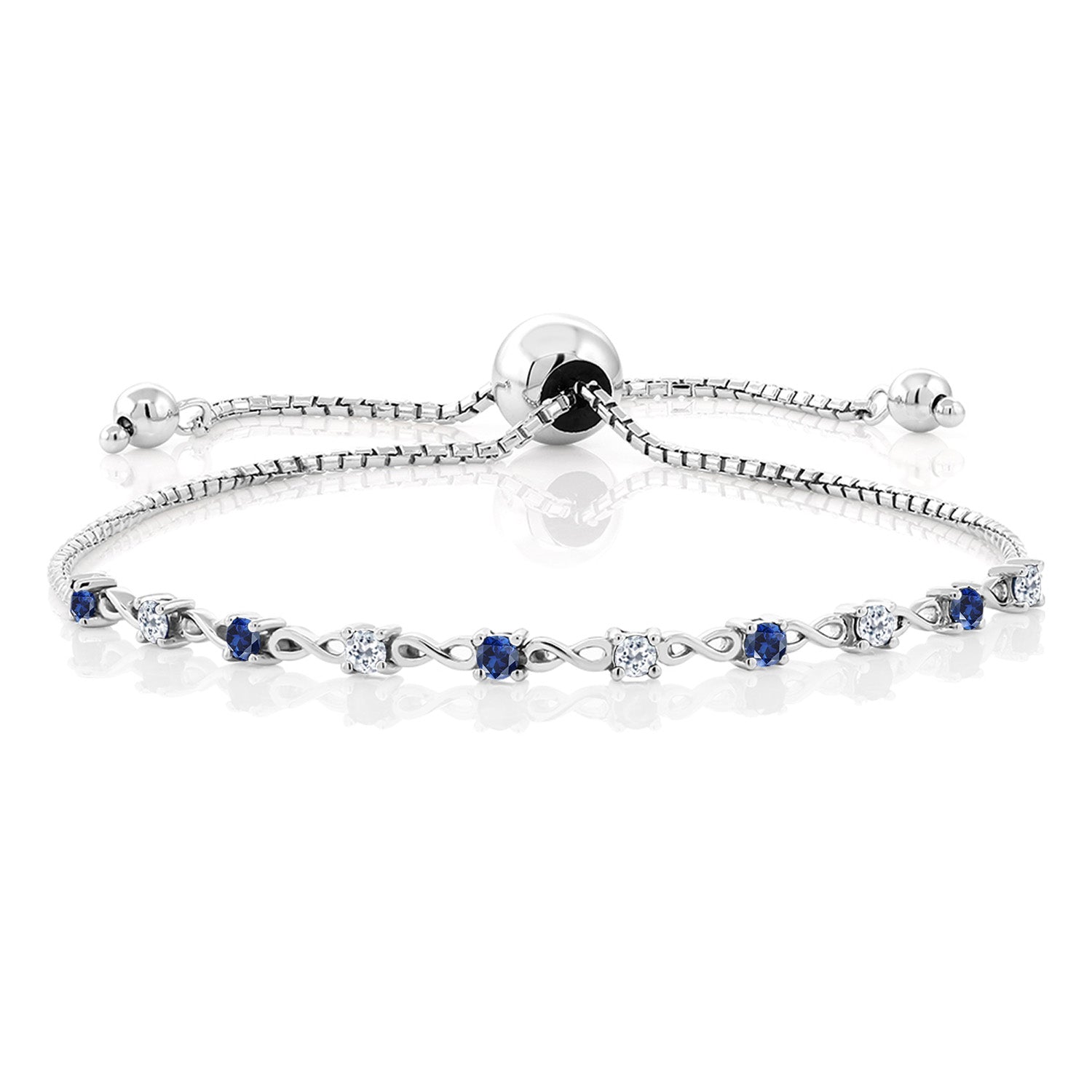 Blue Created Sapphire - September_Bracelet in 925 Sterling Silver