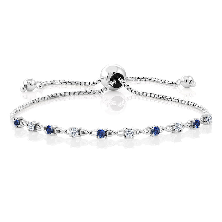 Blue Created Sapphire - September_Bracelet in 925 Sterling Silver