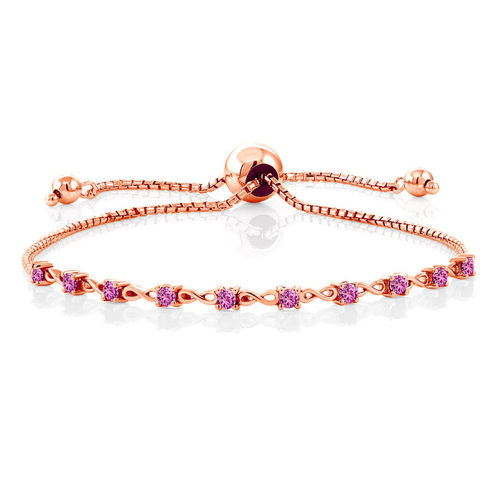 Pink Created Sapphire - September_Bracelet in 925 Rose Gold Plated Silver