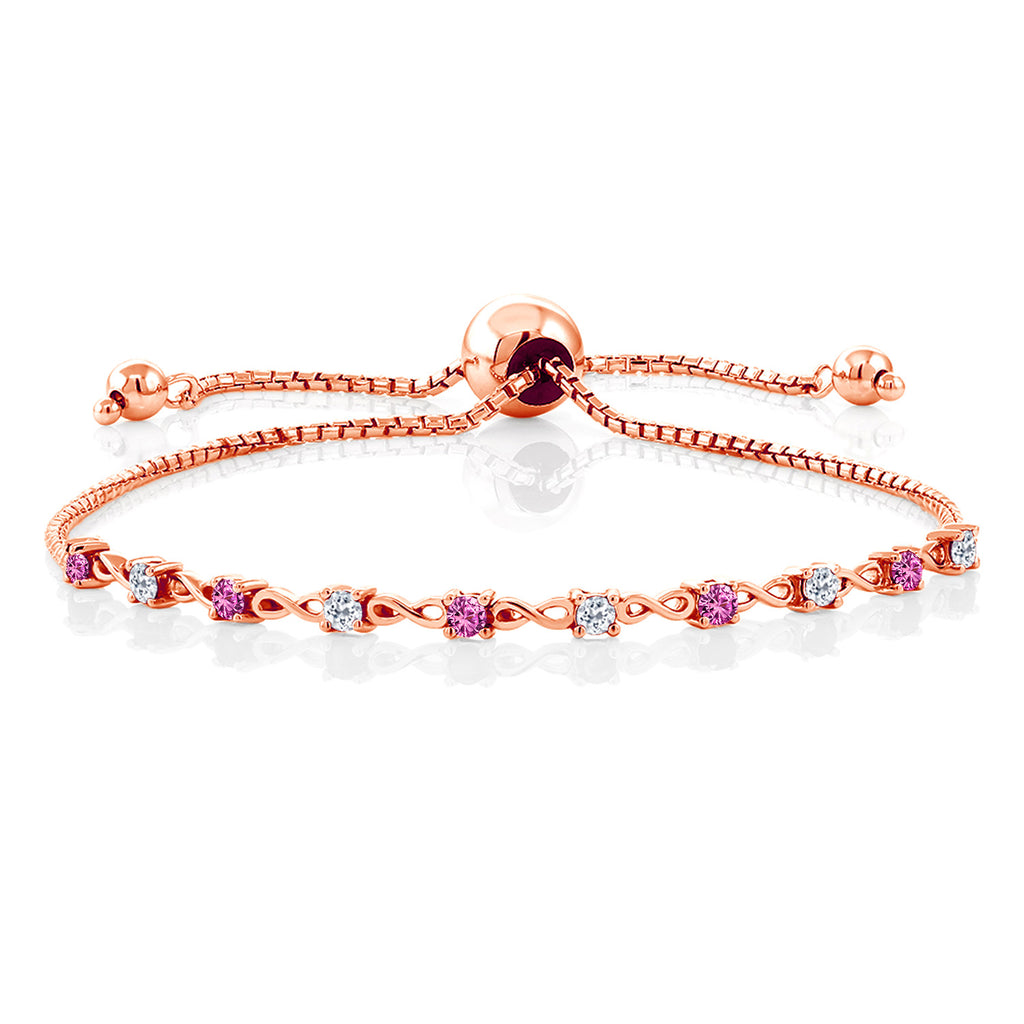Pink Created Sapphire - September_Bracelet in 925 Rose Gold Plated Silver