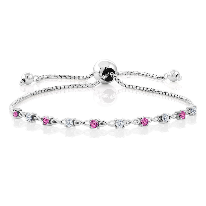 Pink Created Sapphire - September_Bracelet in 925 Sterling Silver