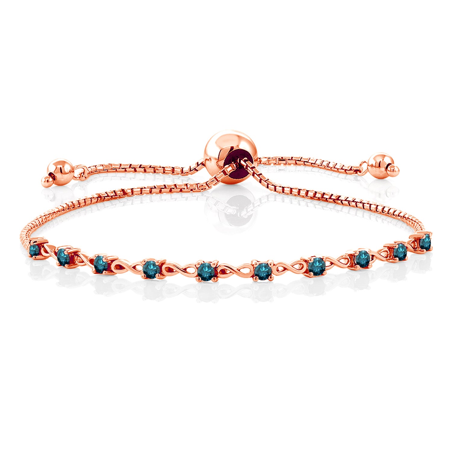 Blue Diamond - April_Bracelet in 925 Rose Gold Plated Silver