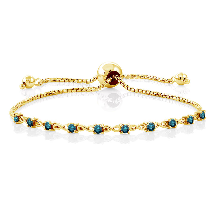 Blue Diamond - April_Bracelet in 925 Yellow Gold Plated Silver