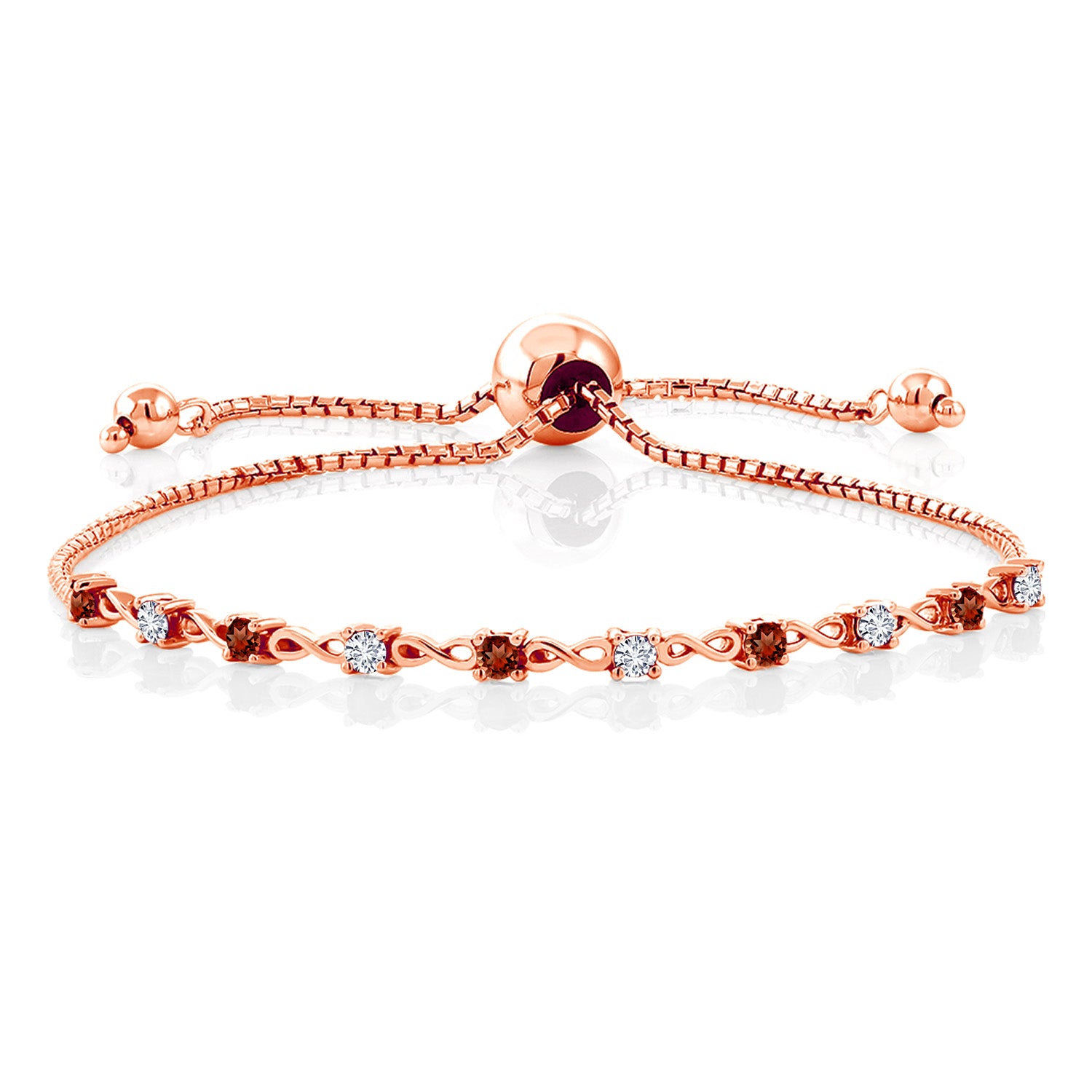 Garnet - January_Bracelet in 925 Rose Gold Plated Silver