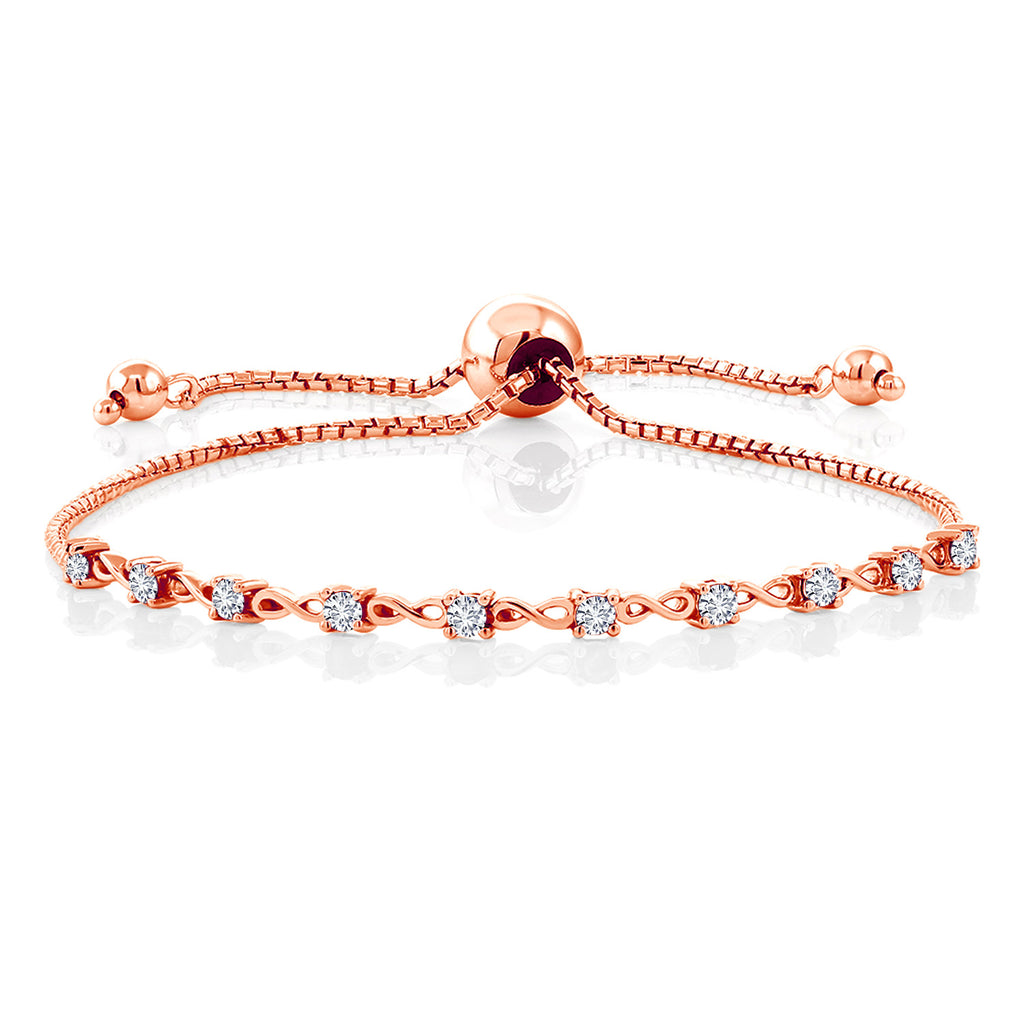 White Lab Grown Diamond - April_Bracelet in 925 Rose Gold Plated Silver