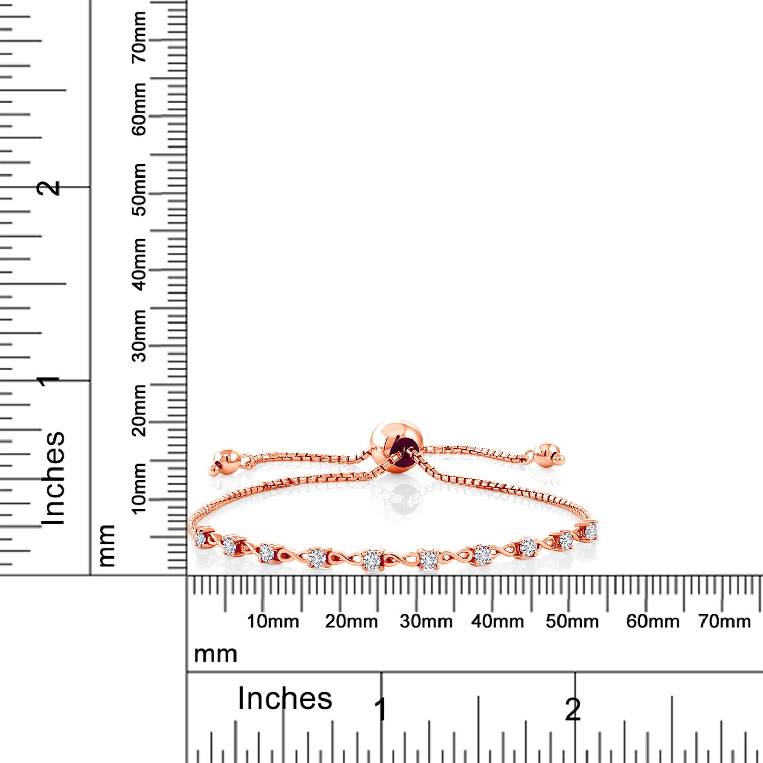 White Lab Grown Diamond - April_Bracelet in 925 Rose Gold Plated Silver