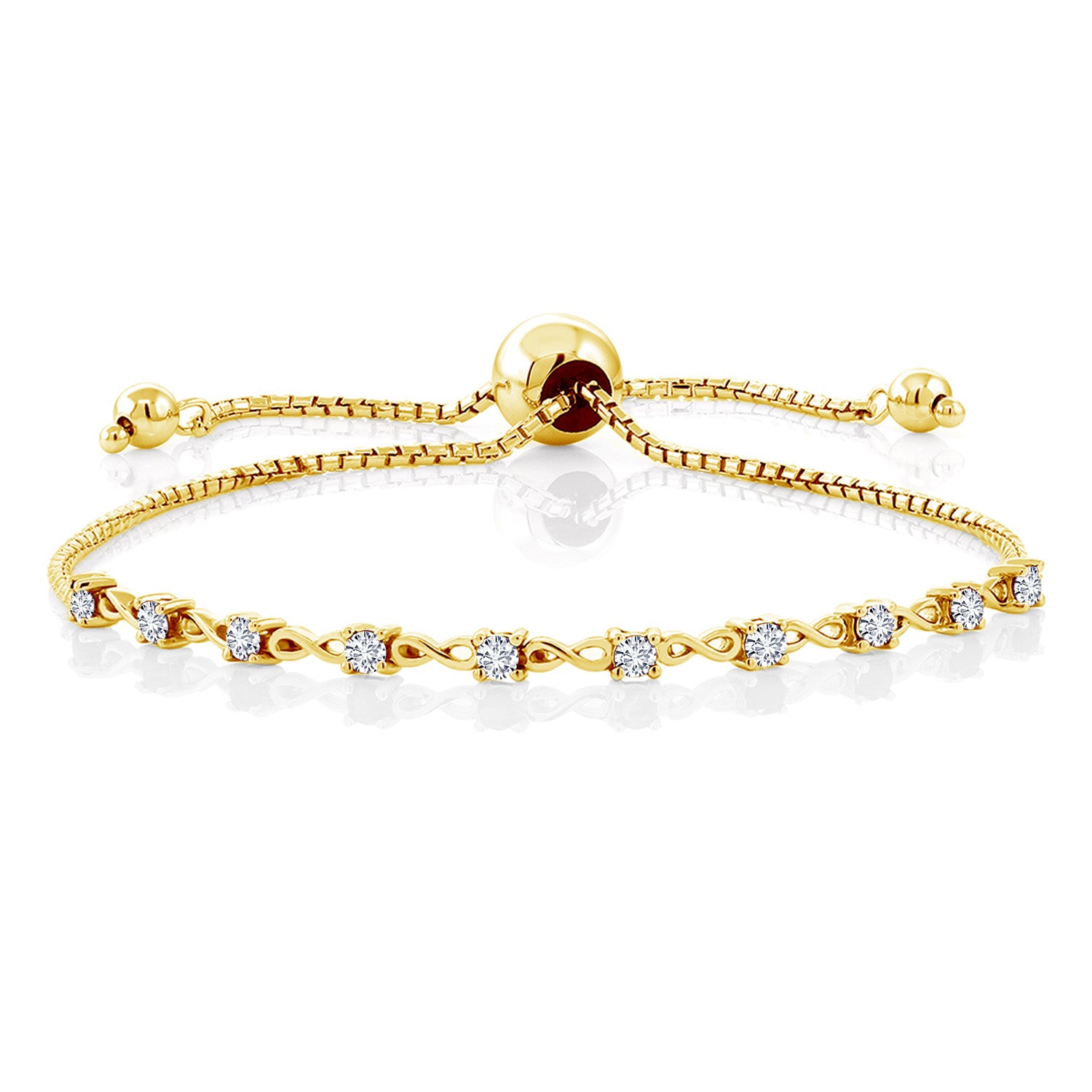 White Lab Grown Diamond - April_Bracelet in 925 Yellow Gold Plated Silver