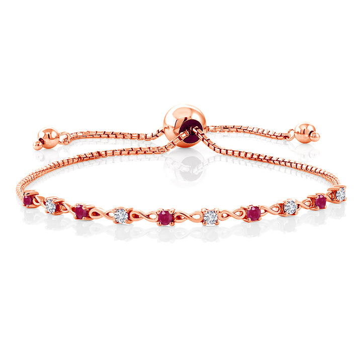 Ruby - July_Bracelet in 925 Rose Gold Plated Silver