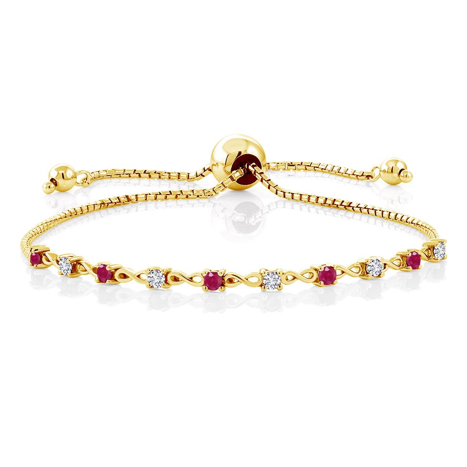 Ruby - July_Bracelet in 925 Yellow Gold Plated Silver