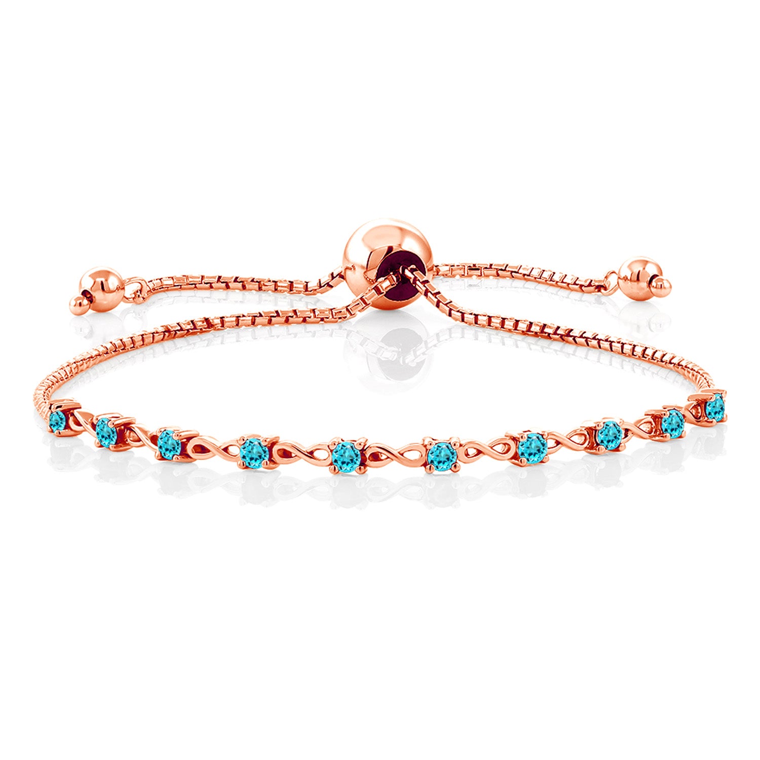 Swiss Blue Topaz - November_Bracelet in 925 Rose Gold Plated Silver